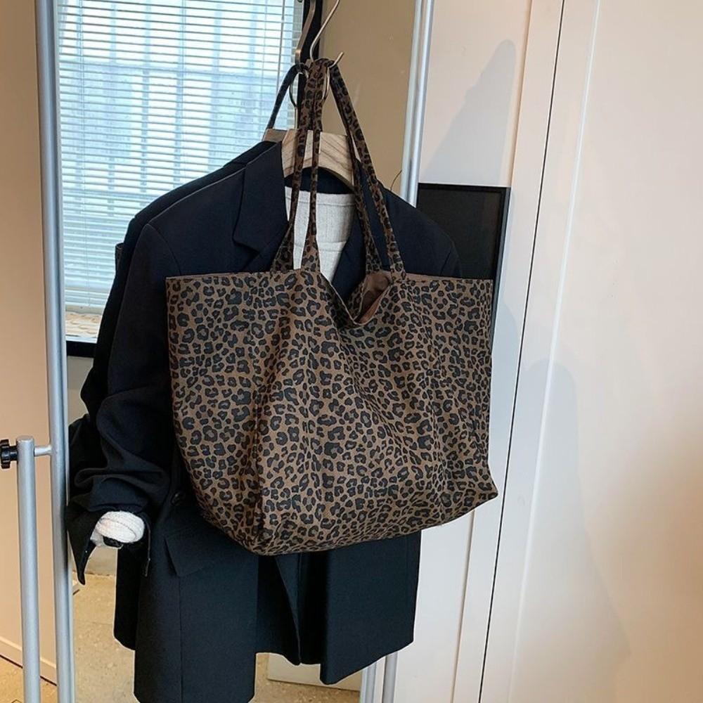 Fashion Leopard Print Shoulder Bag Large Capacity Texture Women Tote Bag Hand-held Underarm Bag Crossbody Bag