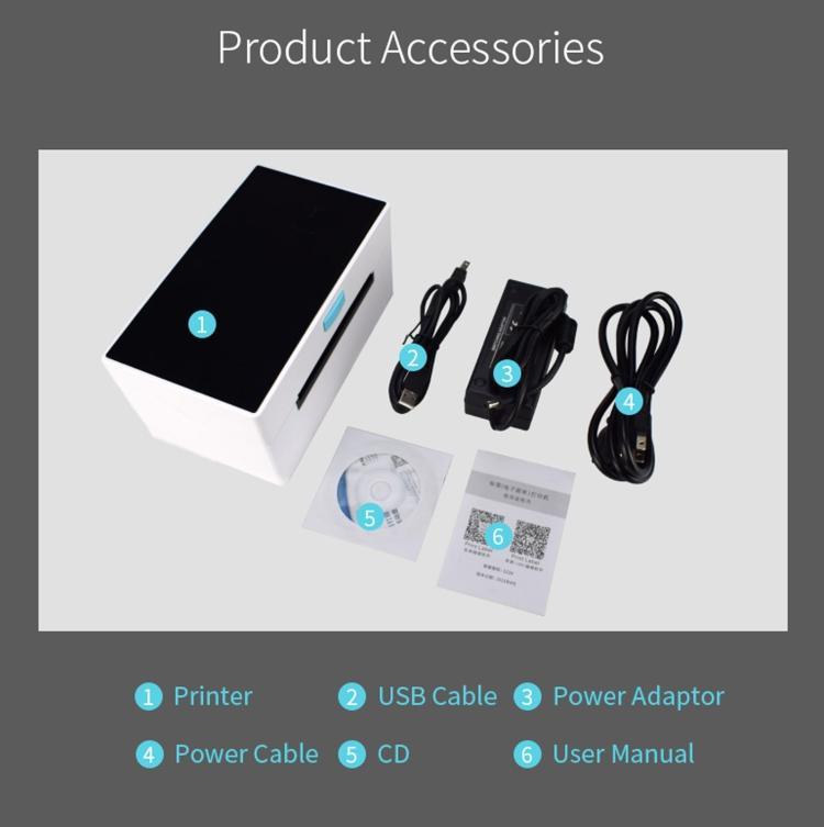 POS-9220 100x150mm Thermal Express Bill Self-adhesive Label Printer, USB + Bluetooth with Holder Version, EU Plug