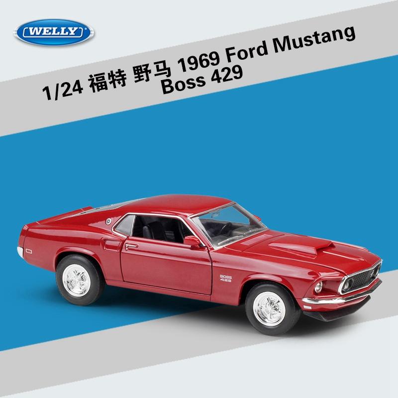 WELLY 1:24 1969 Ford Mustang BOSS 429 car simulation alloy car model crafts decoration collection toy tools gift