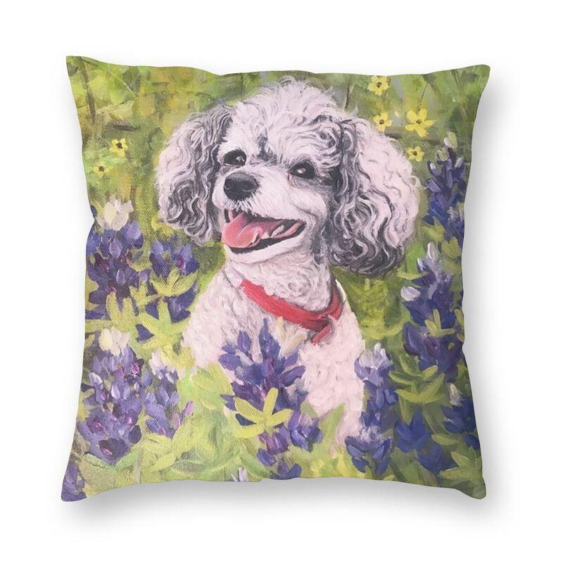 Pink Convertible Pillowcase White Poodle Home Decor Dog Lover Sofa Cushion Cover Living Room  Bedroom