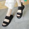 Stretch Satin Lightweight Platform Sandals for S [Sest] Women, (22.5 cm), Black, dts4109-BLK-S