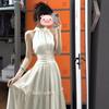 French Gentle Wind White Sleeveless Neck Vest Suspender Dress Children's Summer New Waist Dress