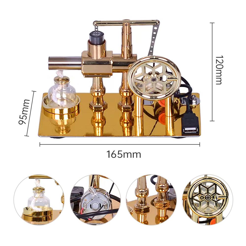 

Hot Stirling Engine Motor Model Electricity Generator Motor with LED Bulb Six-pointed Star Pattern Flywheel Educational Science Experiment Too