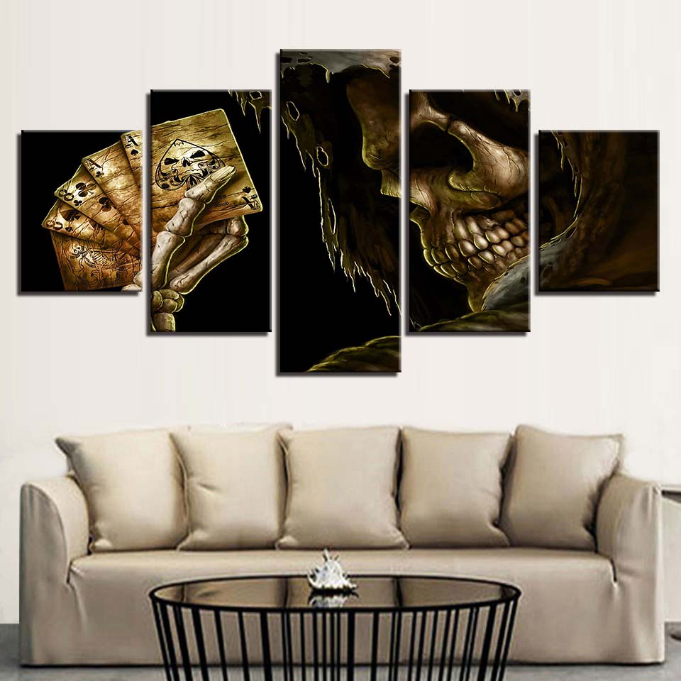 

HD модульная печатная современная абстрактная настенная живопись 5 панелей череп плакат рамки фотографии домашний декор гостиная холст живопись 40x60cm*2 40x80cm*2 40x100cm*1