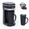 Grayish House-Aid Coffee Machine Disposable Maker One-Cup Portable Brewer for Camping, Travel, Home Use with Reusable Filters and