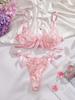 European & American Floral Embroidery Lingerie Set: Mesh Push-Up Bra & See-Through Panties