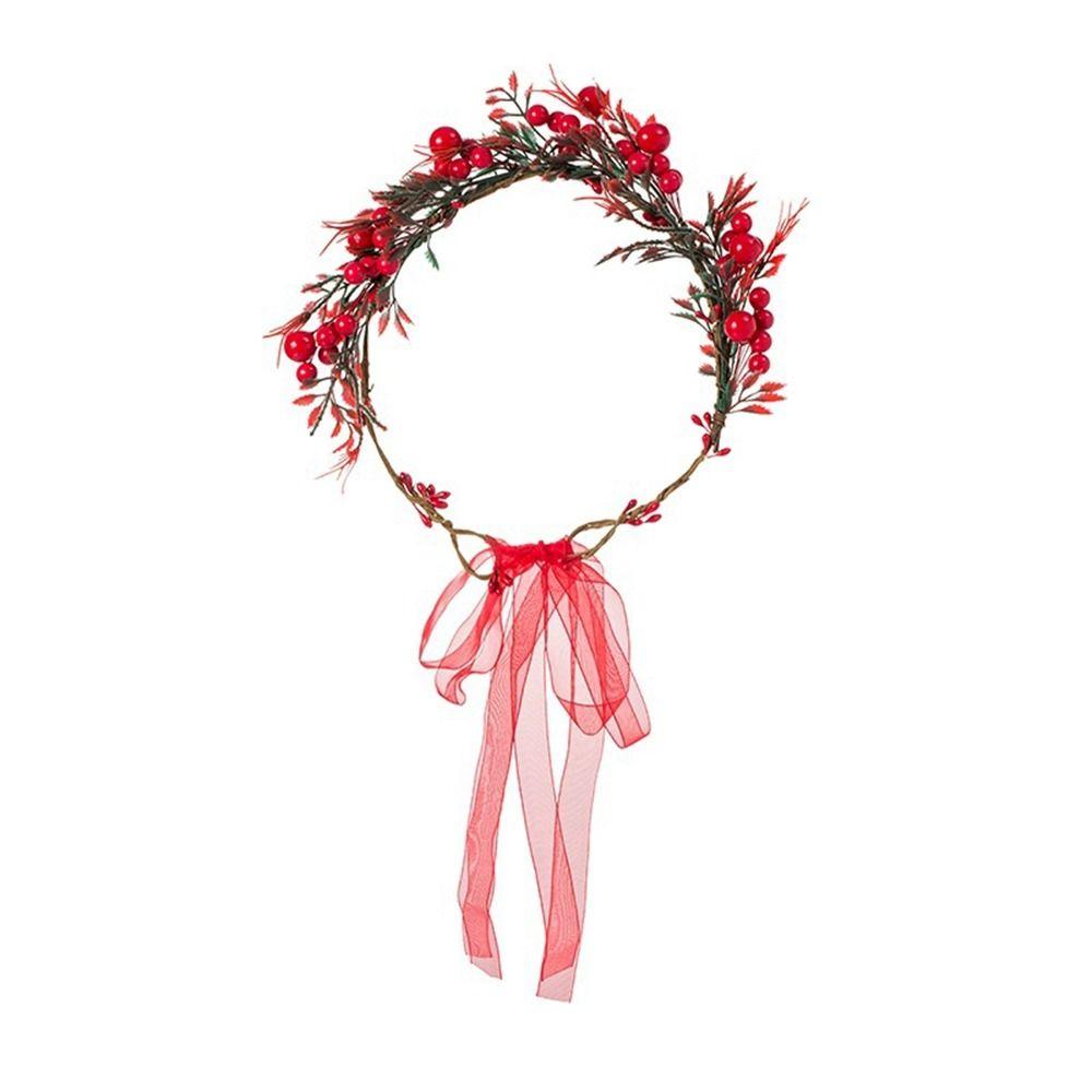 Decoration Rose Flower Crown Flower Headband Red Berry Garland Wreath Decoration Women Headwear