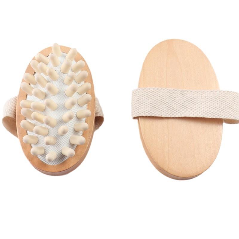 Wooden Body Massage Brush Eco-friendly Smooth Wood Nodes Soft Hand Strap for Shower Lymphatic Drainage Care