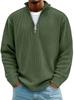 Men's Corduroy Long Sleeve Polo Sweatshirt Stand Collar Zip Neck Vintage Casual Top