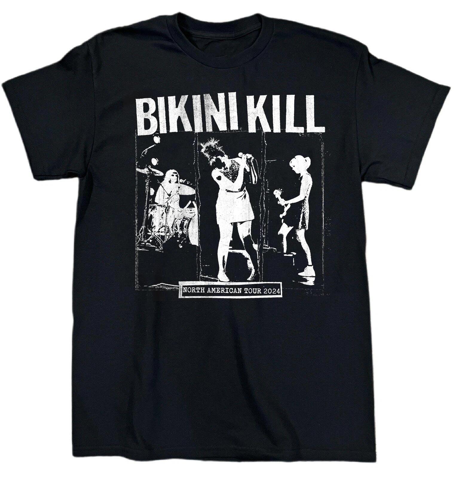 Men s and Women s T-shirts Bikini Kill Band Live In Tour Cotton Black S
