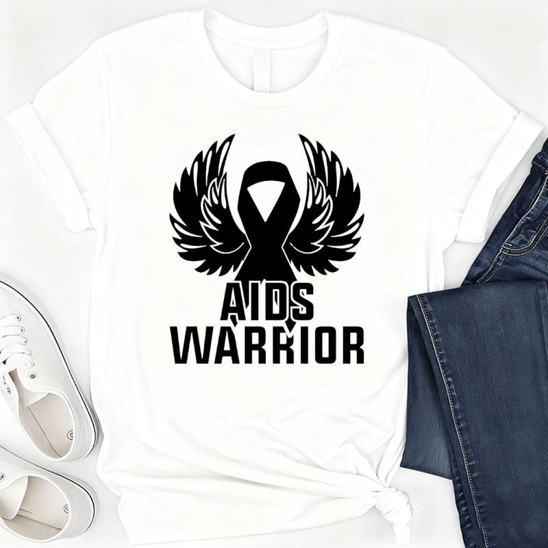 Aids Virus Warrior Shirt World Aids Day Fight Hiv Walk Shirts Fight Against Casual  Outdoors High Quality Cotton Shortsleev