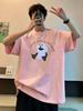 Mens Shortsleeve Tshirt With Colored Letter  Character Graphic Print Fabric Crew Neck Black Cute Street Casual Style