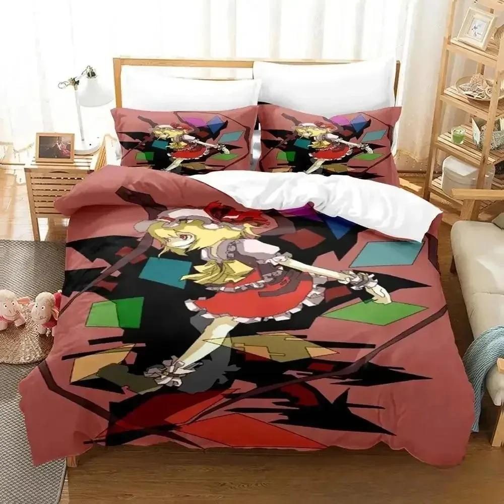 3D Print Anime Touhou Project Bedding Set Duvet Cover Bed Set Quilt Cover Pillowcase Comforter king Queen Size Boys Adult A