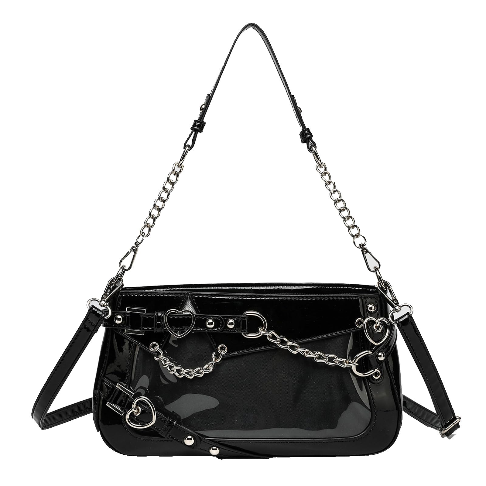 

Ita Shoulder Mini Tote Bag with Chain Gothic Lolita Black [Euetik] Bag, Small, Tote, Handbag, Bag, 2-Way, Leather-Look Detail, Cute, Stylish, Y2K, чорний