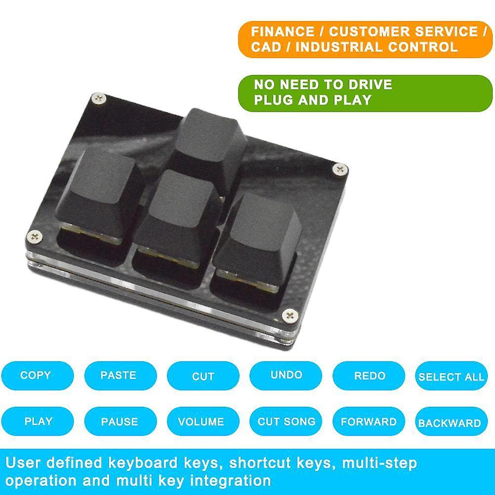 Black 4-key Mini Keyboard Up/down/left/right Wasd Axis Mechanical Gaming Keypad Customizable Shortcut Key Game Keyboard