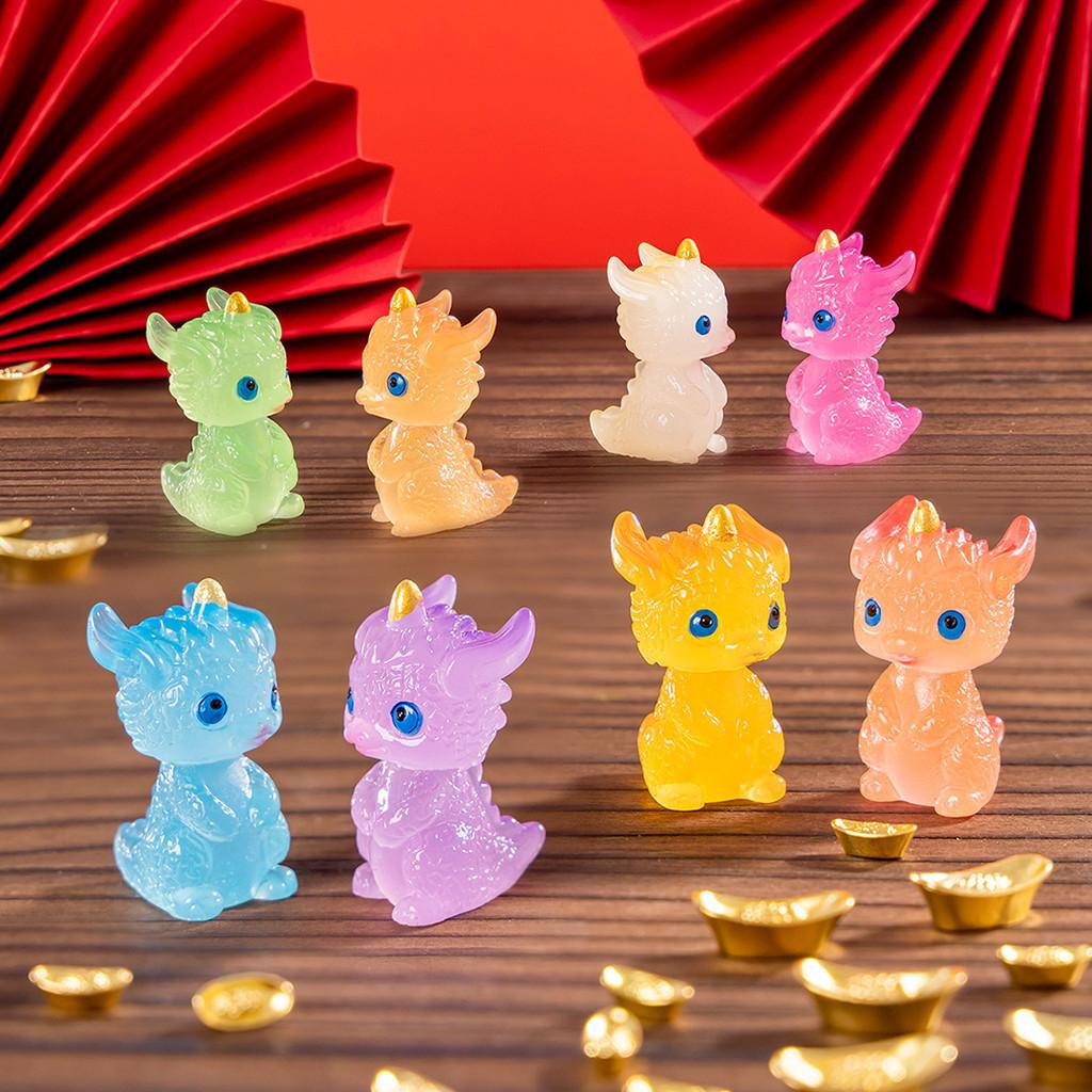 

10 шт. разноцветных светящихся миниатюр драконов, смоляные украшения, сделай сам, украшение для сада фей, мох, террариум, микроландшафт разноцветный