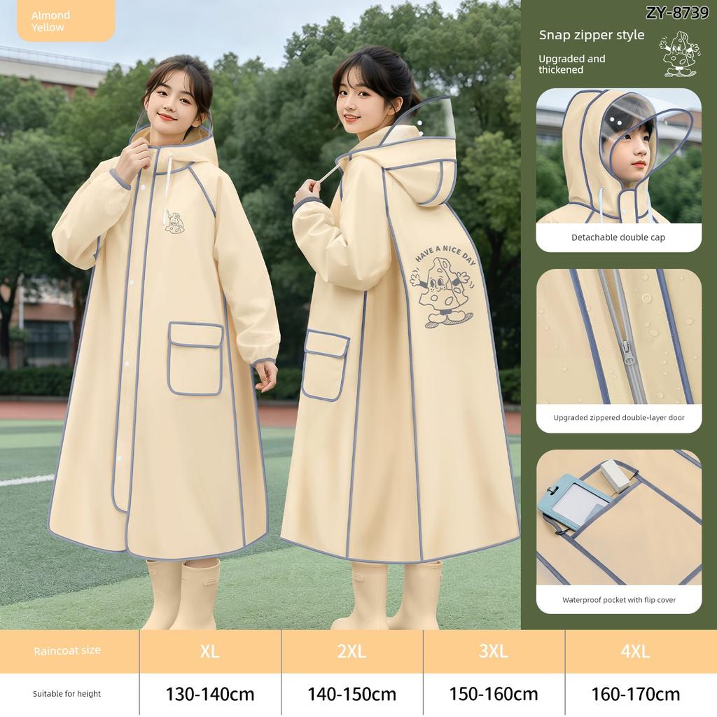 Zhengyu Kidsren's Raincoat 2026 New Model for Boys and Girls, Special Rain Poncho for Primary School Students to Go to School, Rainproof with