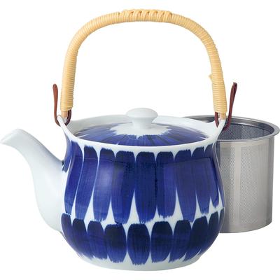 Pot en faïence Hasami motif brosse 4 en acier inoxydable avec capacité à thé fabriqué au Japon 14838, n°. (super acier, crépine), environ. 600 ml,