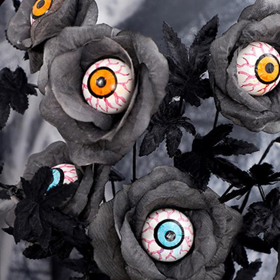 Spooky Branch Decoration Halloween Eyeball Flower Stem, Artificial Rose Floral Pick with Eyeball, Party Decorations Gothic Black Branches for