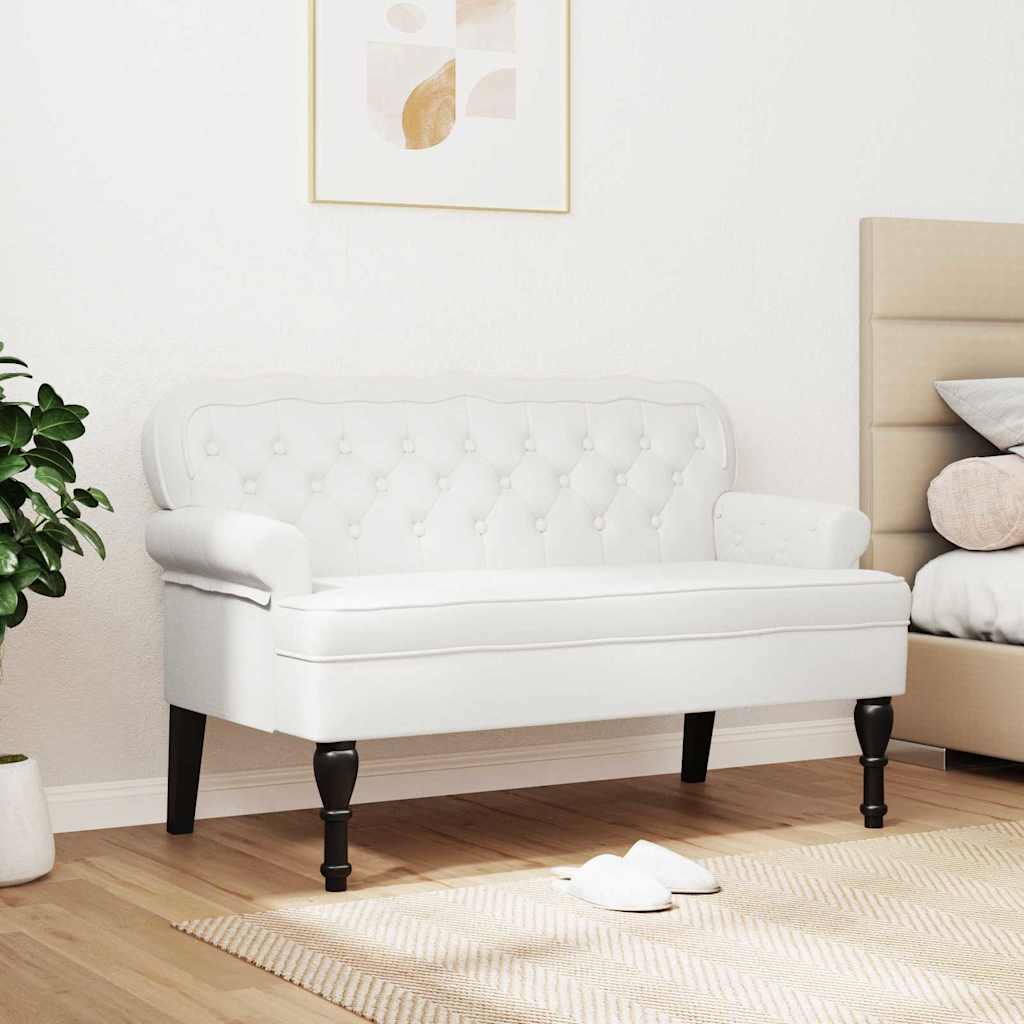 Chesterfield Bench White 119.5 x 64.5 x 75 cm Faux Leather