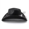 Faux Leather Western Cowboy Hats with Cow Band Vintage Roll Brim Gentleman Cowgirl Jazz Hat Outdoor Travel Party Street Hat