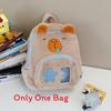 Plush Cartoon Capybara Backpack With Front Pouch For Teen School Travel