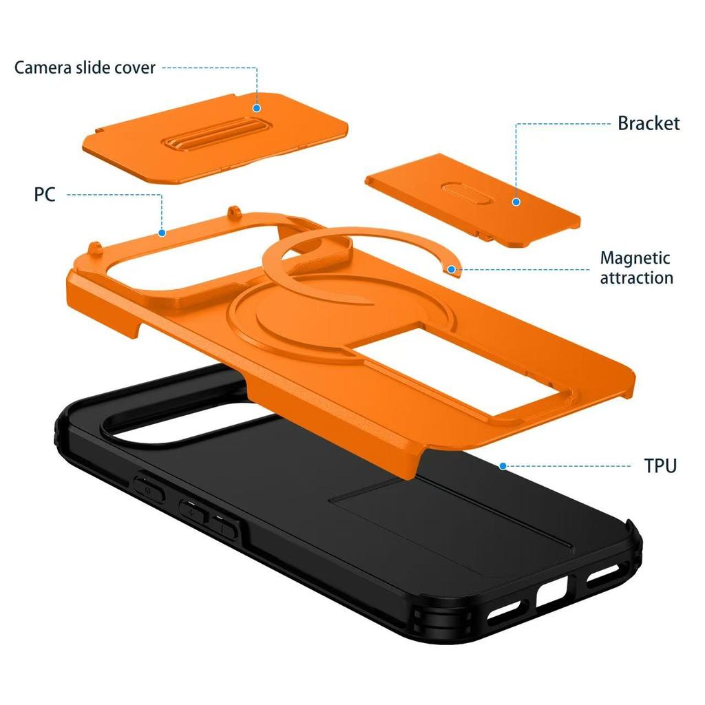 Armor Shockproof Magnetic Case For Google Pixel 10 9 Pro XL 9A Lens protection stand bracket wireless charging For Magsafe Cover