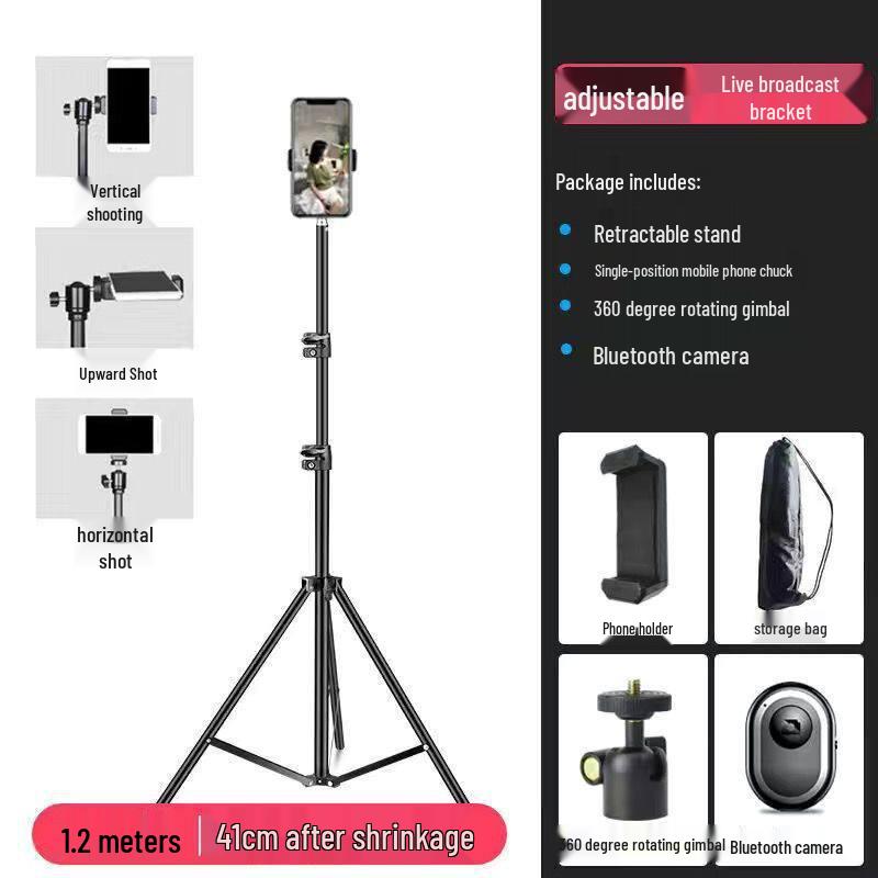 Multifunctional Phone Holder: Bluetooth Remote Selfie Stick & Floor Tripod for Live Streaming
