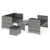 5 Piece Garden Lounge Set with Cushions Poly Rattan Grey