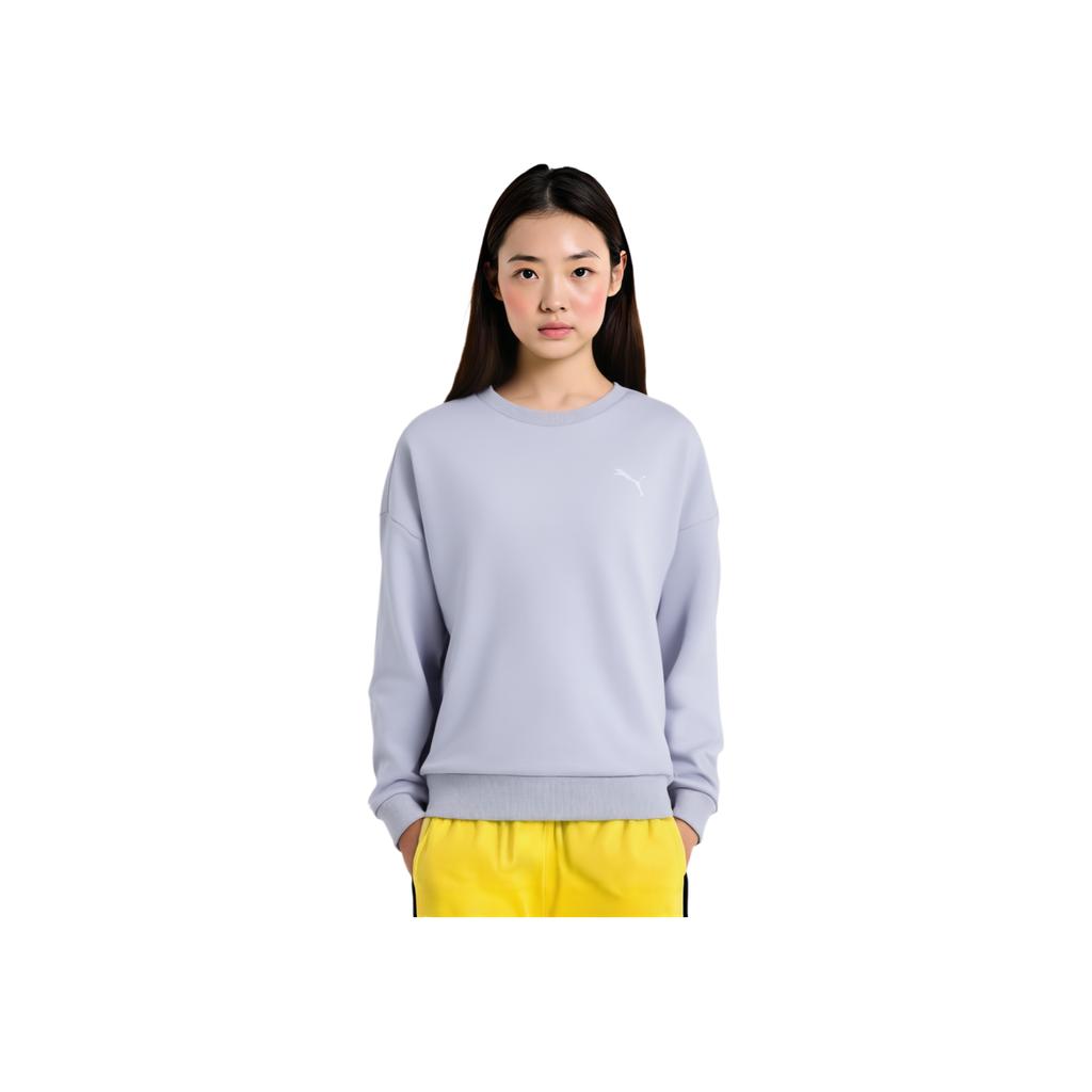 Puma Solid Color Casual Comfortable Crew Neck Pullover Long Sleeve Sweatshirt Women Sweatshirt Light-Purple 677225-61