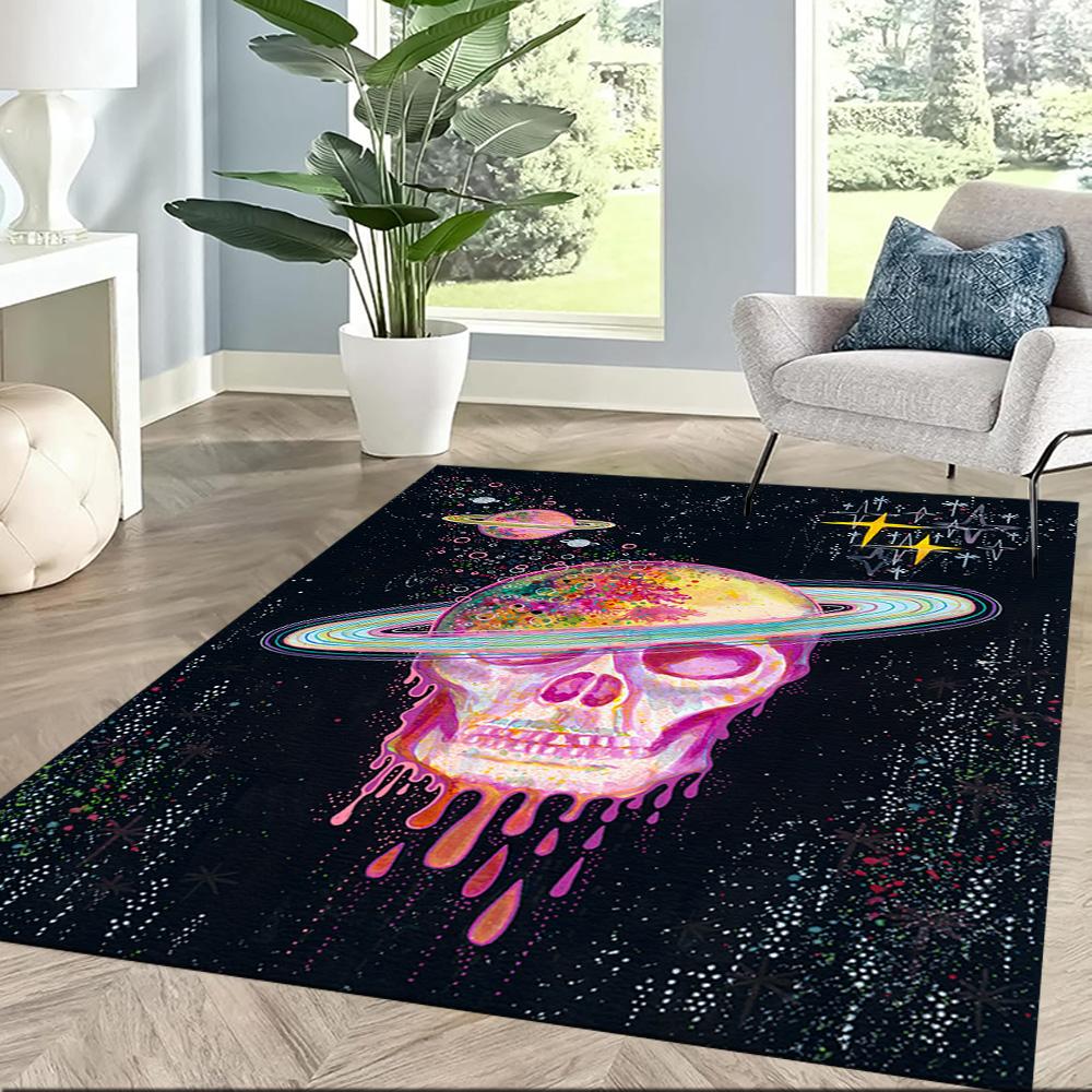 Colorful Skull Artwork Floor Mats for Living Room, Bedroom and Room Decoration Are Suitable for Gifts.