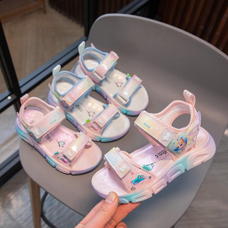 Children's cartoon polyurethane sports sandals New little girl open-toed princess sandals Soft sole Comfortable students