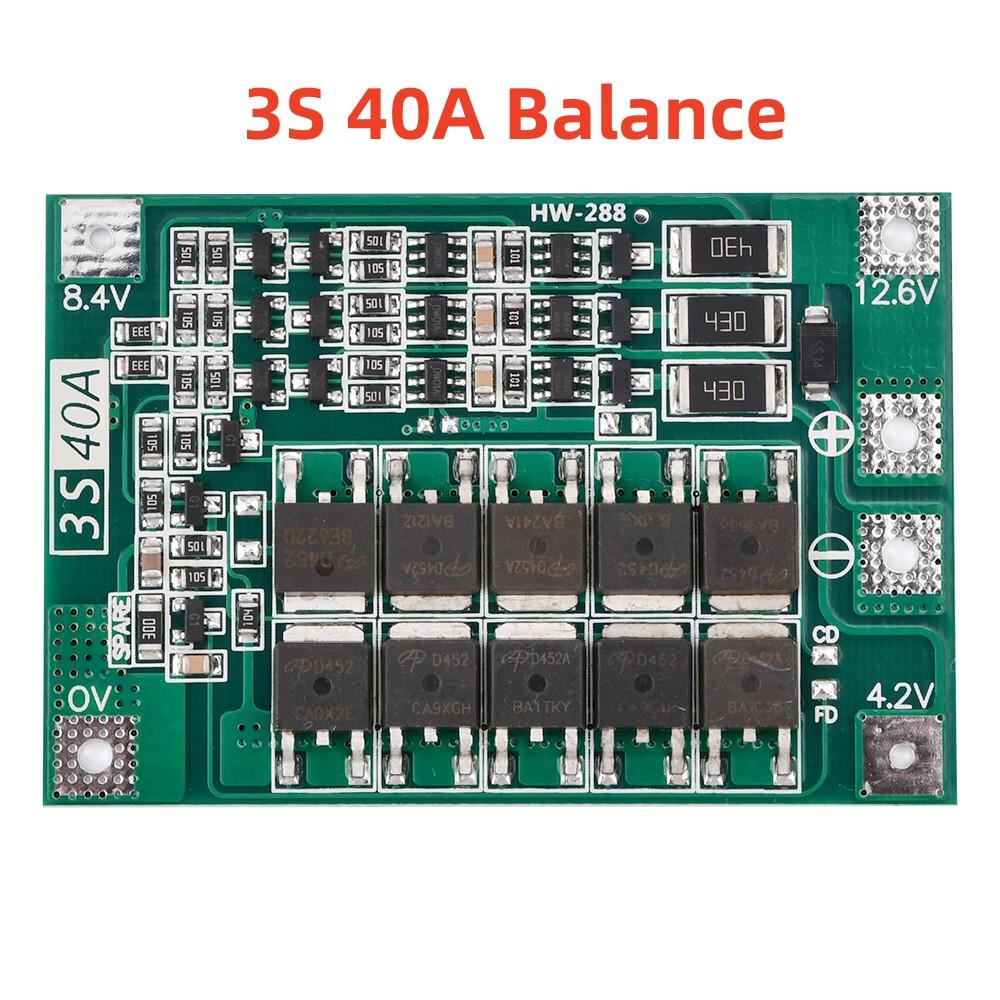 3S 4S 40A 60A Li-ion Lithium Battery Charger Protection Board 18650 BMS For Drill Motor 11.1V 12.6V/14.8V 16.8V Enhance/Balance