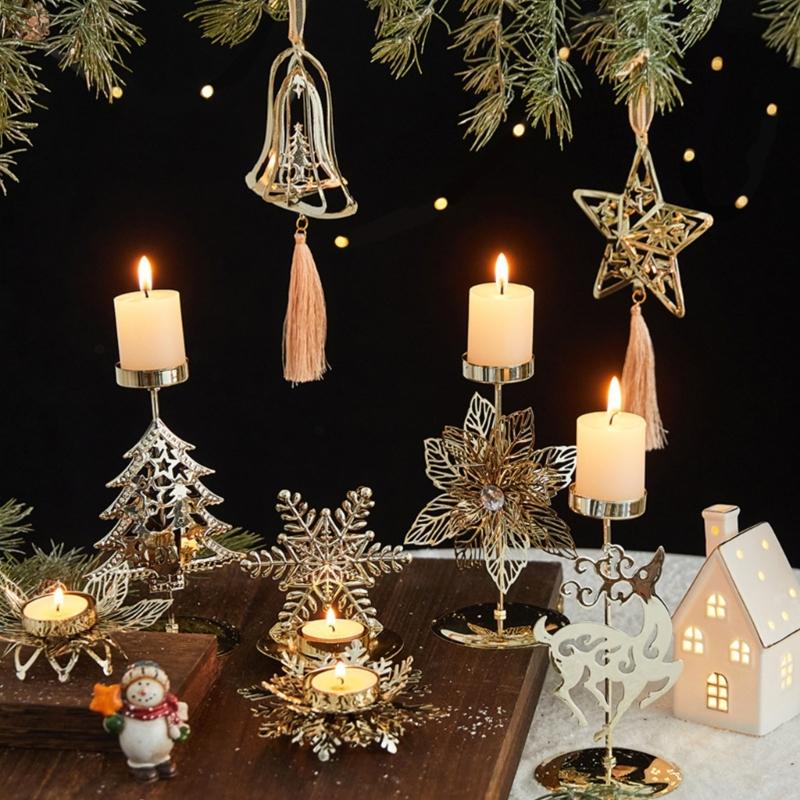 Decorative Candle Stands Iron Taper Candle Holders Christmas Candlestick Holders for Wedding,Dinning,Party Decorations