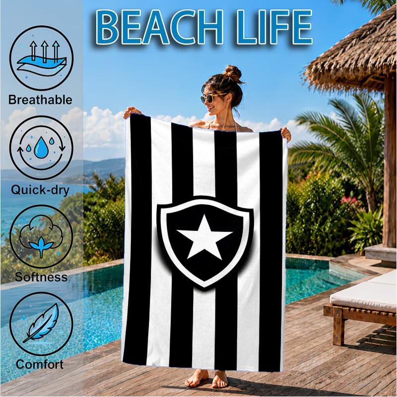 Botafogo Pride Emblem Printed Microfiber Beach Towel, Soft And Absorbent, Quick-Dry, Ideal for Summer Travel, Beach Essential, Swimming Pool