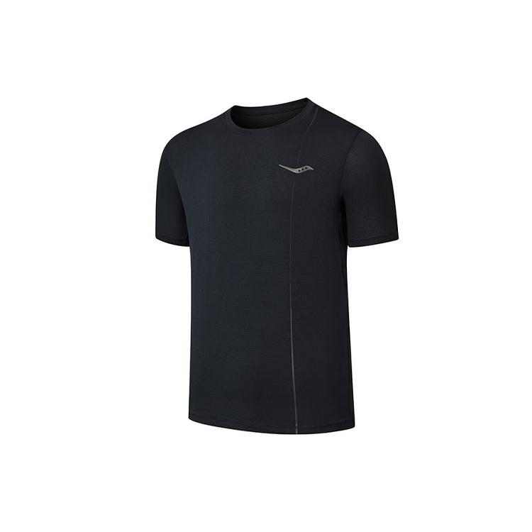 Saucony T Shirts Men s Black Crew Neck Moderate Straight Fit SC2239058-1 M