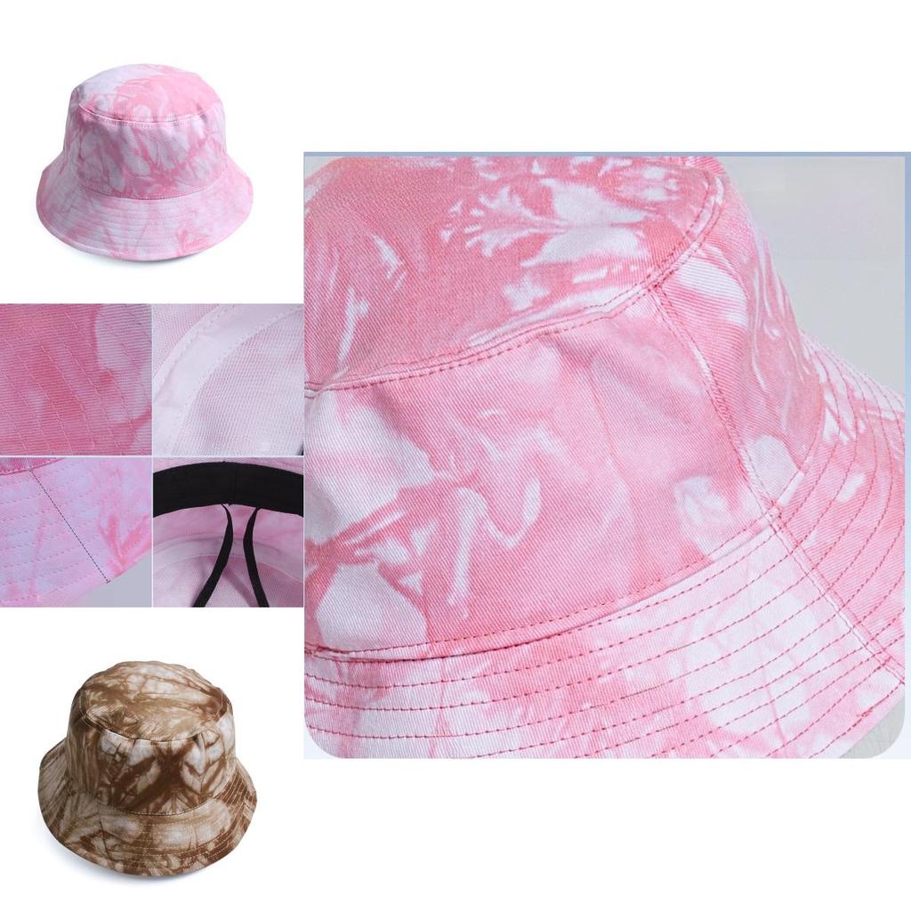 Cotton Summer Tie Dyeing Fisherman Hat With Wide Brim Sun Protection For Outdoor Activities