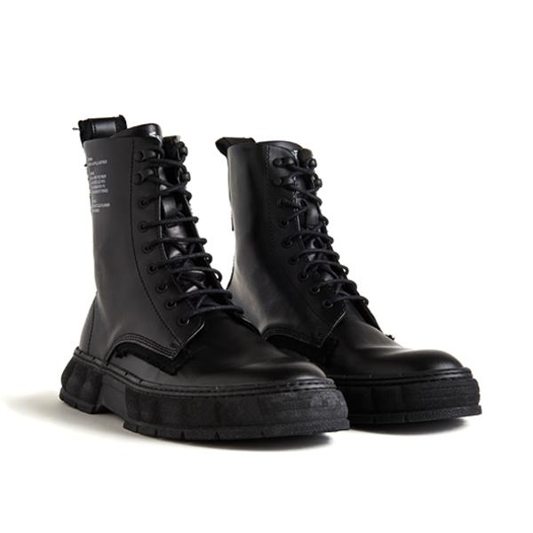 Viron Recycled Apple Leather Lace-Up Boots 1992 Black