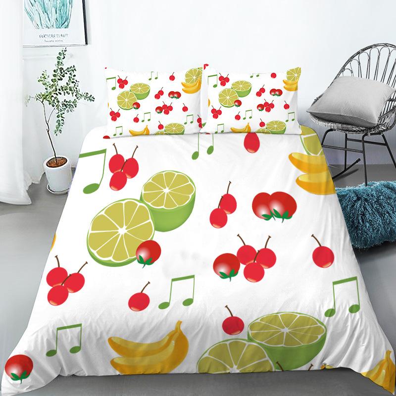 Fruit Bedding Collection Full Queen Size For Kids Adults Lemon Watermelon Print Duvet Cover Collection Quilt Cover Pillowcases Bedroom Decor