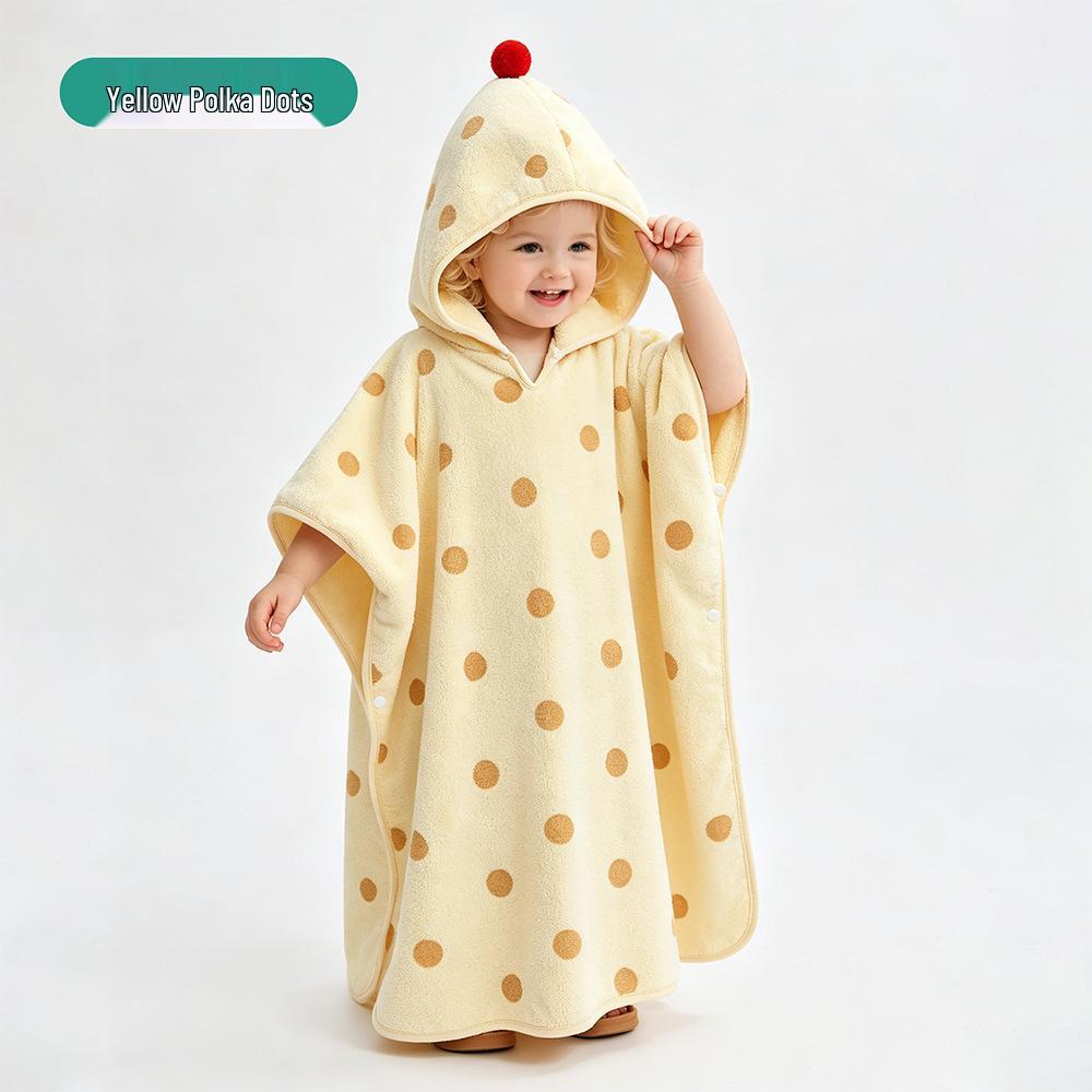 Cartoon Hooded Coral Fleece Bath Towel Cape for Children and Newborns