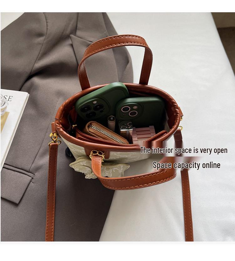 Mångsidig tryckt hinkhandväska i koreansk stil 2025