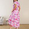 European and American women's clothing summer new fashion V-neck lotus leaf sleeve dress Bohemian print dress