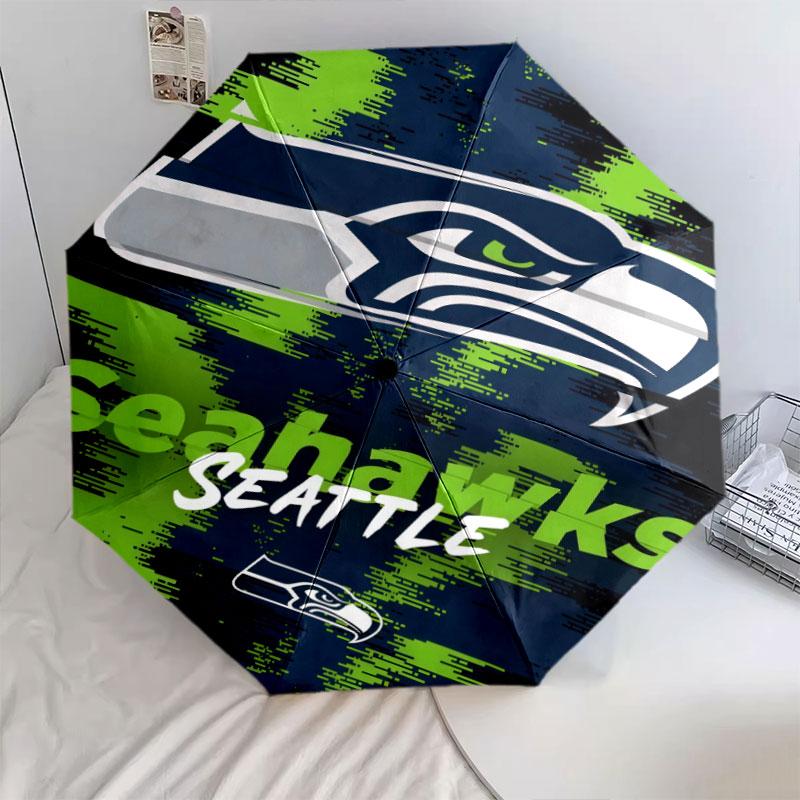 Seattle Seahawks pattern, automatic folding umbrella, portable and foldable design, 8 ribs, a Christmas or birthday gift.