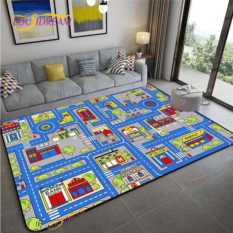 Teppich Straßenverkehr Routenkarte Teppich Wohnzimmer Sofa Couchtisch Schlafzimmer Teppiche Küche Kinderspiel Anti-Rutsch Bodenmatte Heimdeko