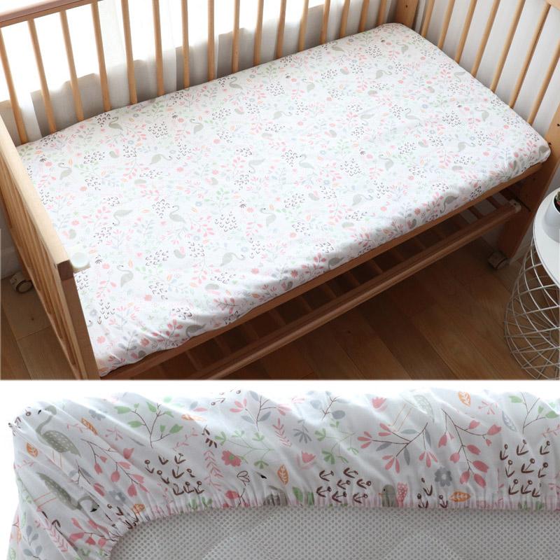Baby Crib Fitted Sheet For Newborn Soft Cotton Bed Cot Mattress Cover With Rubber 130x70cm