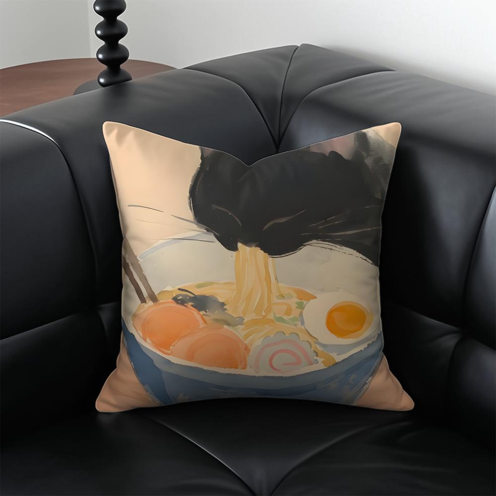 RRamen Animal Pillow Anime Art Cushion Cushion Cover Pillow Case Antidustmite Invisible zipper silky plush cushion
