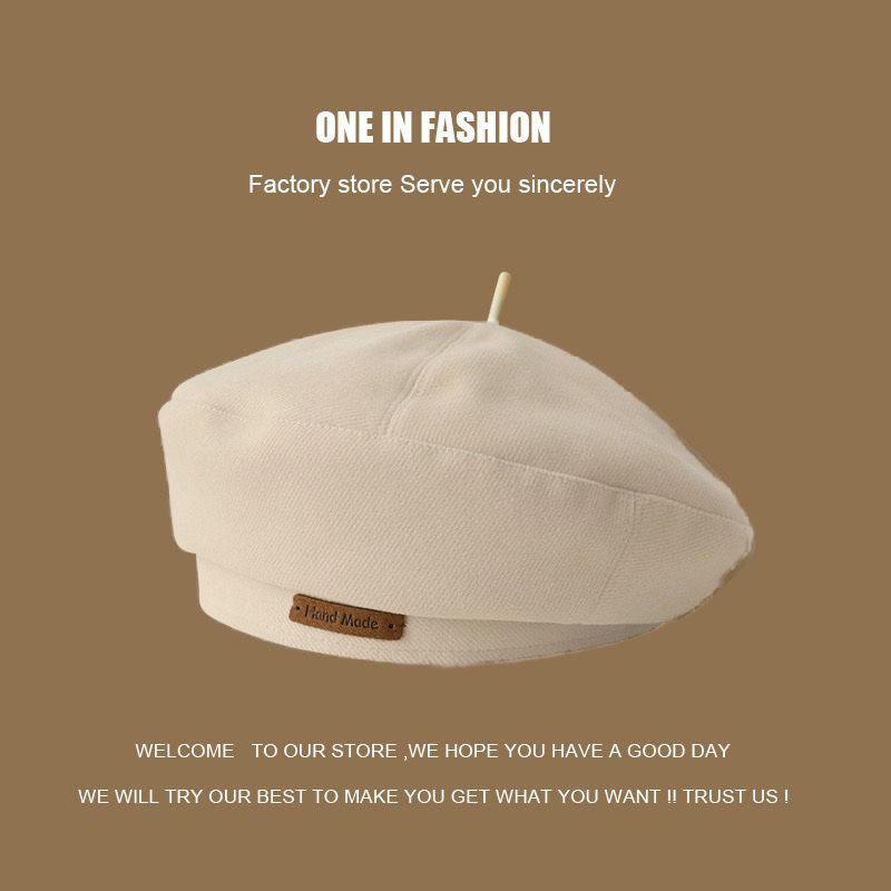 

Женский шерстяной берет: Осенне-зимняя однотонная универсальная восьмиугольная шляпа в британском ретро-стиле One size adjustable покинуть белый