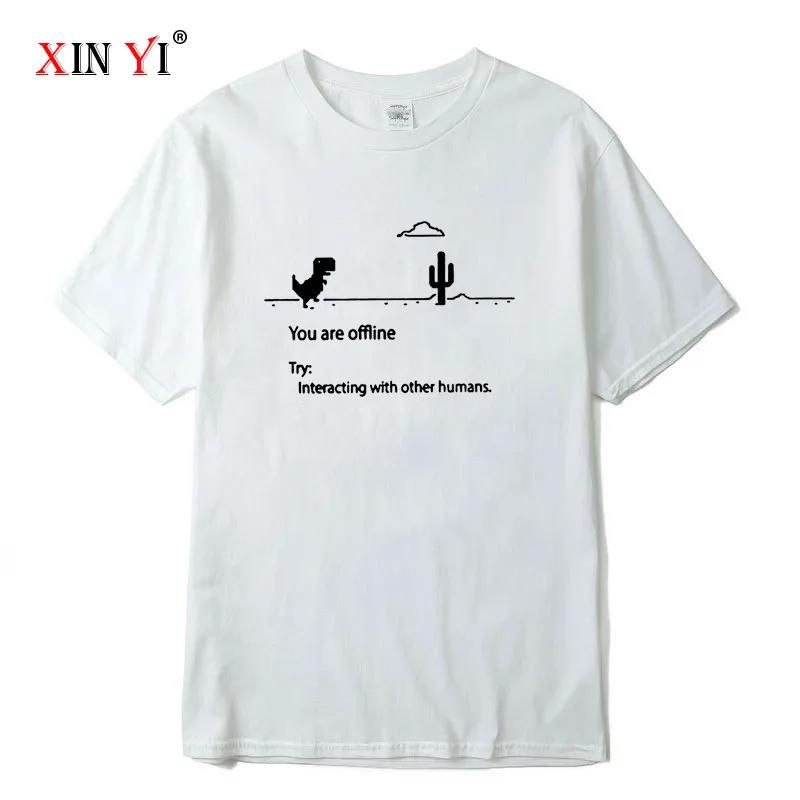 Herr Högkvalitativ 100% Bomull Rolig Dinosaurie Tryck T-shirt Lös O-hals Herr T-shirt Kortärmad T-shirt Herr Toppar
