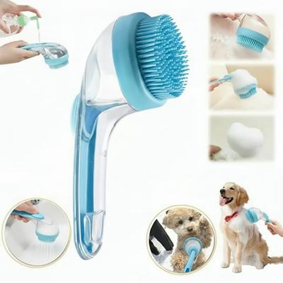 2025 Neue 2-in-1 Haustierbad- & Pflegebürste: integrierter Shampoo-Spender, weiches Massagegerät für lang-/kurzhaarige Hunde & Katzen, ideal für die Dusche.