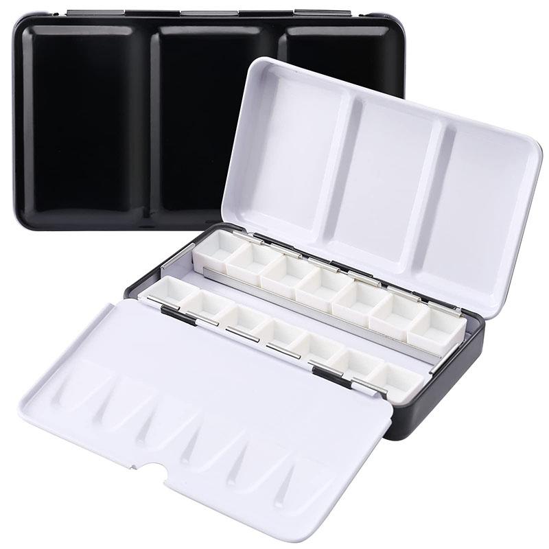 Empty Metal Watercolor Tin Palette Box With 14/26/52pcs Detachable Empty Watercolor Half Pans For DIY Travel Watercolor Palette